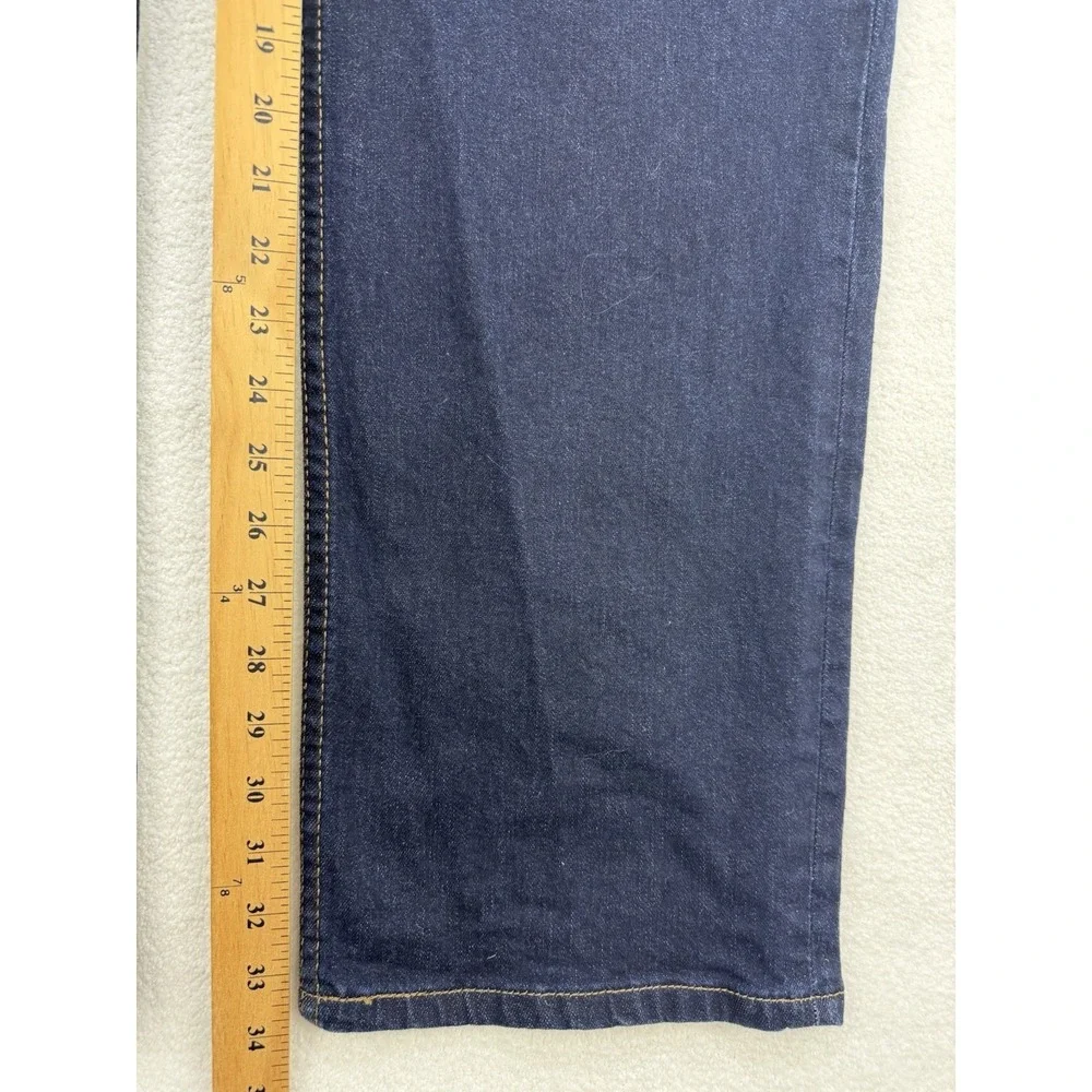 Levis 514 Jeans Men 44x34 Blue Straight Fit Flex Distressed Whiskered Dark Denim